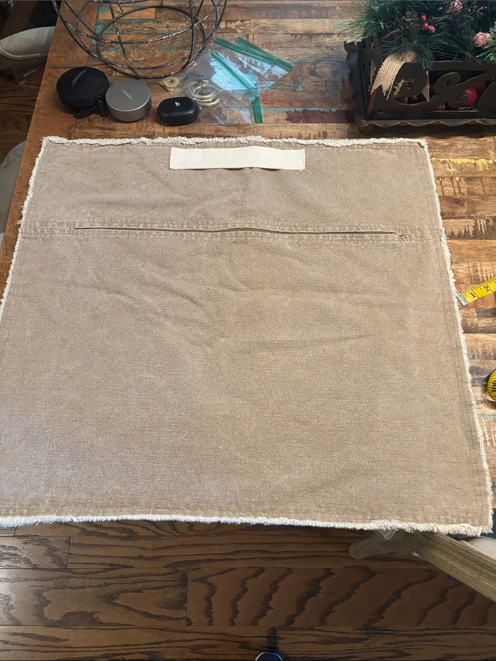 Brand New No Tags Mud Pie 24x22 Pillow Cover  Brown Denim MSRP $49